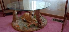 Yes, a porcelain deer under a coffee table