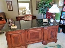 Gorgeous Executive Style Granite Top Desk with Power Station inside