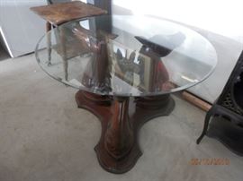 One of a kind carved horse head table