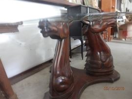 Carved horse head table