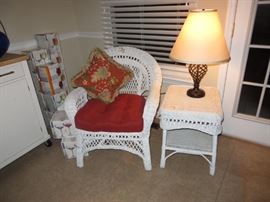 Wicker Chair and End Table