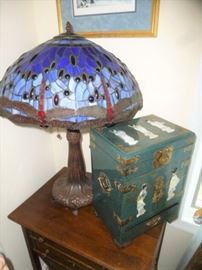 Gorgeous vintage lamp, small hole in shade - easily filled. 