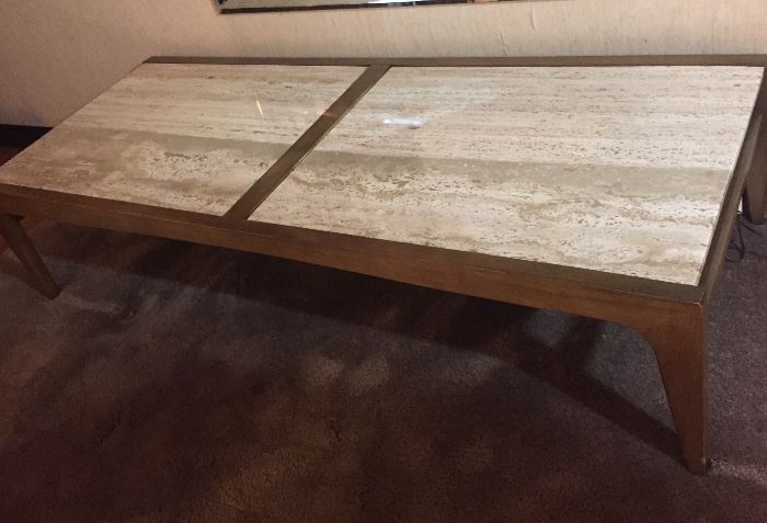 Coffee table and end table Drexel with Italian Marble--dated 1959