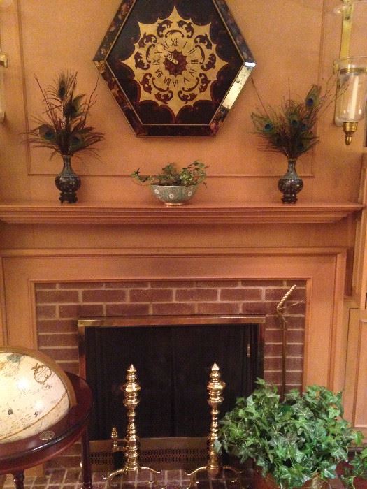 Lovely den mantel and hearth accessories (andirons stay with the house)