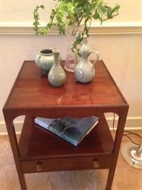 Celadon selections on 2-tier side table