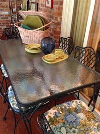 Wrought iron table and 6 chairs