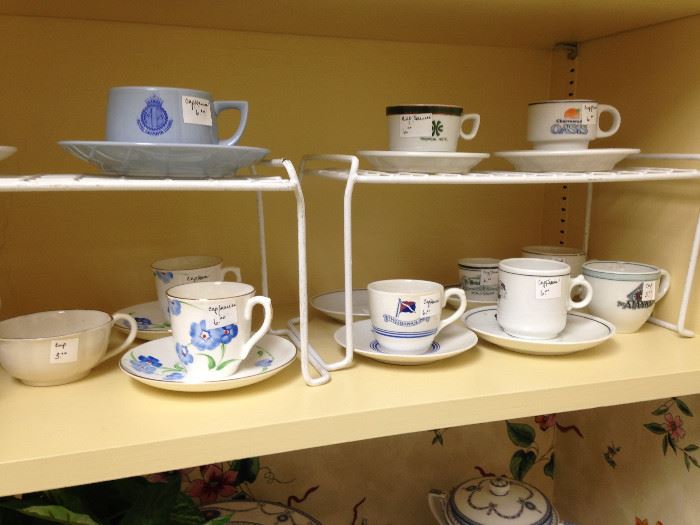 Variety of cups and saucers