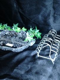 Divided dish and silver plate toast rack