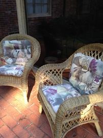 Wicker chairs with cushions