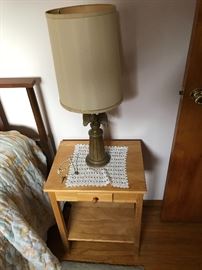 Bedside table and lamp 
