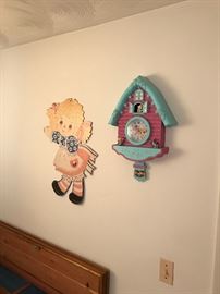 Vintage baby room clock and wall art