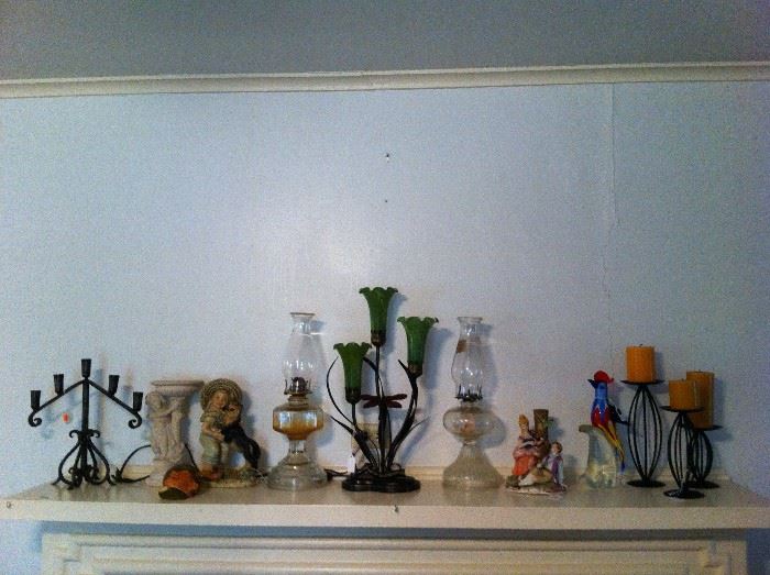 Oil lamps, candle holders