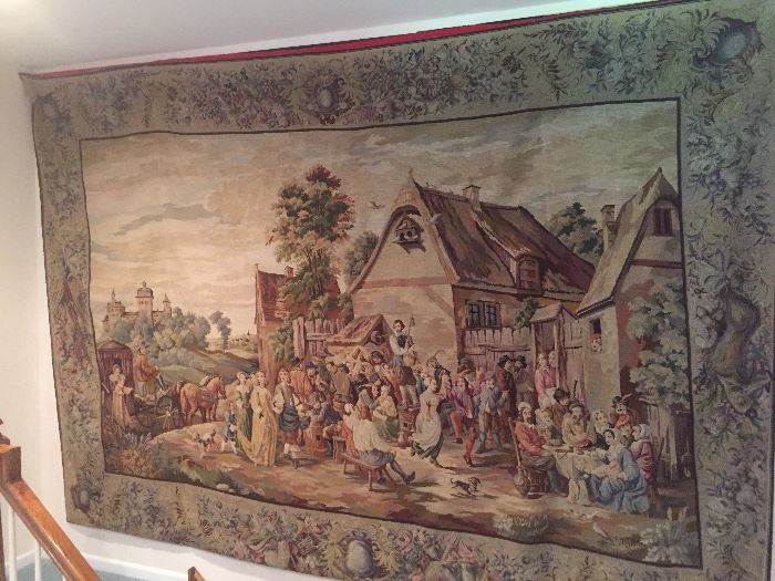  Large tapestry handmade in  Europe 7 1/2 feet tall by 11 1/2 feet wide 