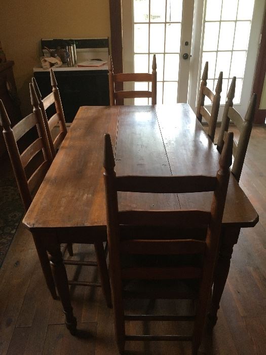 Harvest Table and 6 Ladderback Chairs