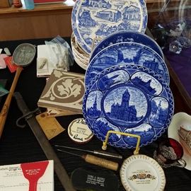 Grand Rapids souvenir plates, Two old City Hall tiles, etc.