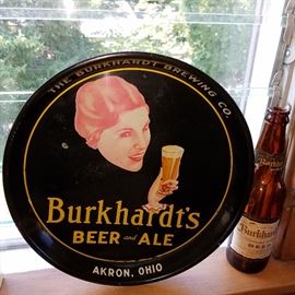 Vintage Burkhardt's beer tray and an old bottle