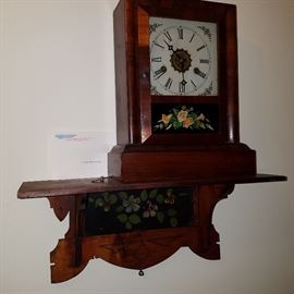 Bill's Grandmother's clock (according to his notes with it), complete with matching shelf. Clock runs and stops