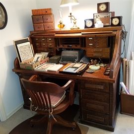 Really nice roll-top desk, believed to have come from Bill's grandfather's veneer business office