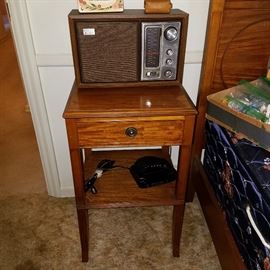 Bedside stand with 1970's Sony radio