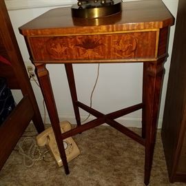 John Widdicomb inlaid stand with drawer