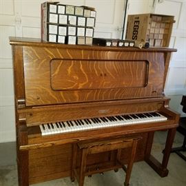 Gulbransen restored upright pump player piano, plays standard 88 note rolls.