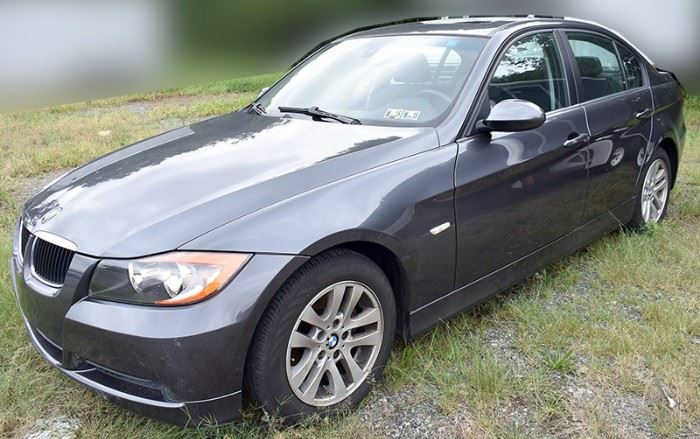 At 8PM: BMW 325i Sedan with only 45,743 Miles; Silver-Gray Exterior; Black Leather Interior; Power Windows, Locks, Mirrors, Seats, etc.; AM/FM Stereo with CD; Heated Front Seats; Power Moonroof; Automatic Transmission, and much more. VIN: WBAVB13506PT02172.