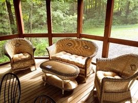 Sweet beige and green wicker set 