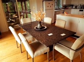 Set of four side chairs and two arm chairs. Super comfy and very elegant 