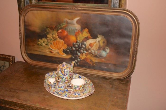 Decorative Tray and Colorful Tea Set