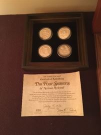 Norman Rockwell "The Four Seasons" Sterling medallions set