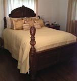 Four post queen size bed w mattress & box spring
