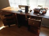 Sewing machine in cabinet