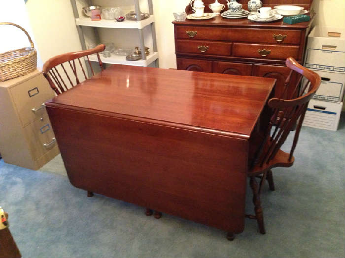 Mahogany drop leaf table w 6 chairs