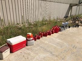 coolers and gas cans
