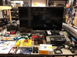 flat screen tv, cameras, printer, and other electronics 