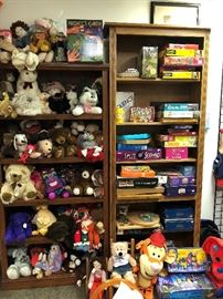 stuffed animals, games and puzzles