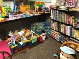 kids books, stuffed animals