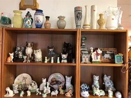 vases, cat figurines, cat dishes, cat frames