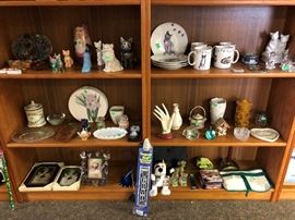 cat figurines and dishes and more decor