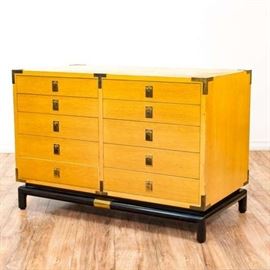 MID CENTURY MODERN BLONDE ASIAN STYLE CAMPAIGN DRESSER
