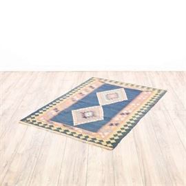 BLUE YELLOW PINK BOHEMIAN KILLIM AREA RUG
