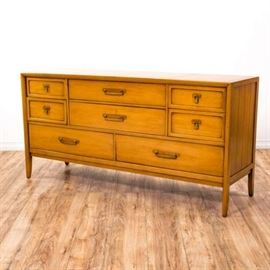 "DREXEL" MID CENTURY MODERN LONG DRESSER W/ 8 DRAWERS