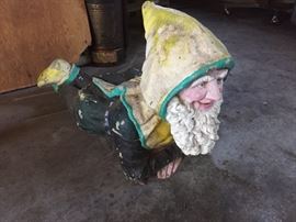 Large cement garden gnome.