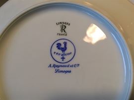 Back stamp of Limoges "Rouen" china.