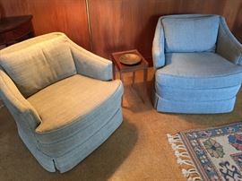 Two upholstered chairs.