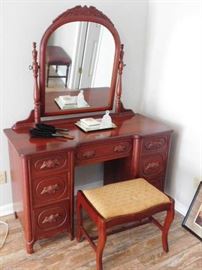 Mahogany Dresser, Mirror, Stool, Lillian Russell