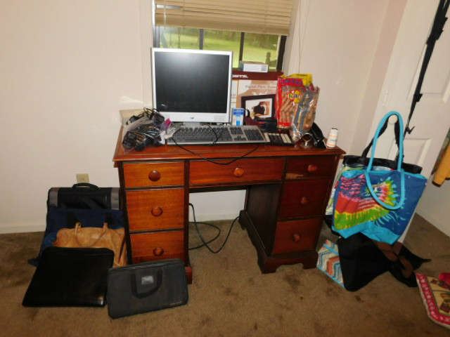 Maple Desk, Computer Monitor-Keyboard