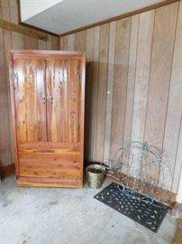 Cedar Cabinet, Metal Hanging Plant Holder