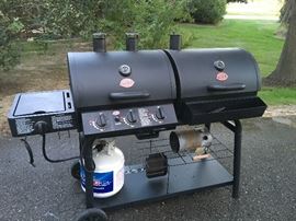 Briquette on one side gas on the other. Great grill