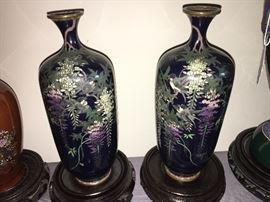 This pair is exquisite.  Part of an extensive antique cloisonne collection. 